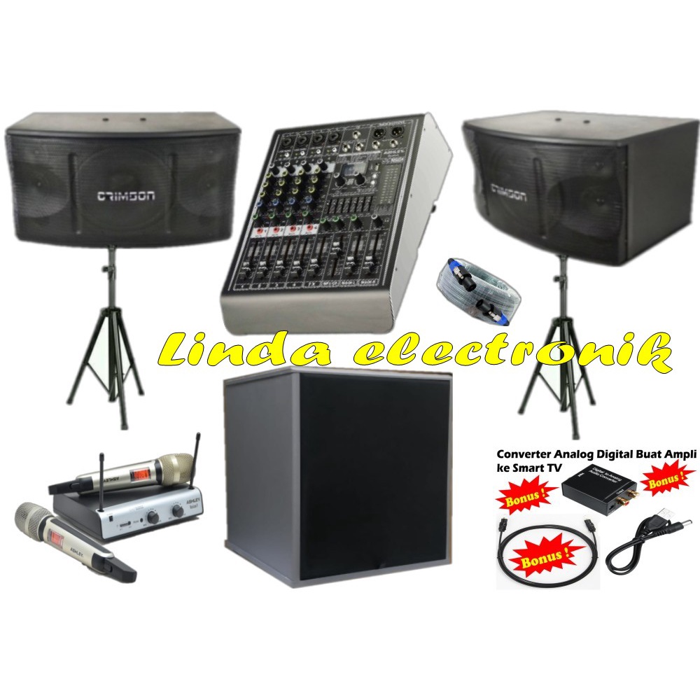 paket sound system karaoke 12'' subwoofer 12'' ashley studio 4