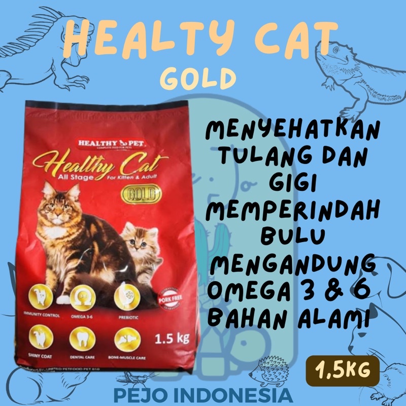 Healty Cat Gold Kitten Adult Persian Makanan Kucing All Life Stage 1.5 kg