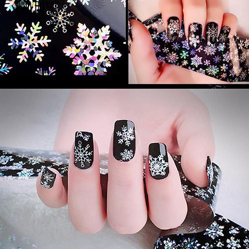 [Bayar Di Tempat] 1 Lembar Natal Snowflake Pola Nail Foil Nail Art DIY Transfer Sticker Kertas