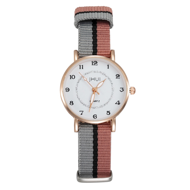 MOGYMOGY J183 Jam Tangan Fashion Wanita Canvas Dua Warna Stainless Steel Watch Kanvas JHUI