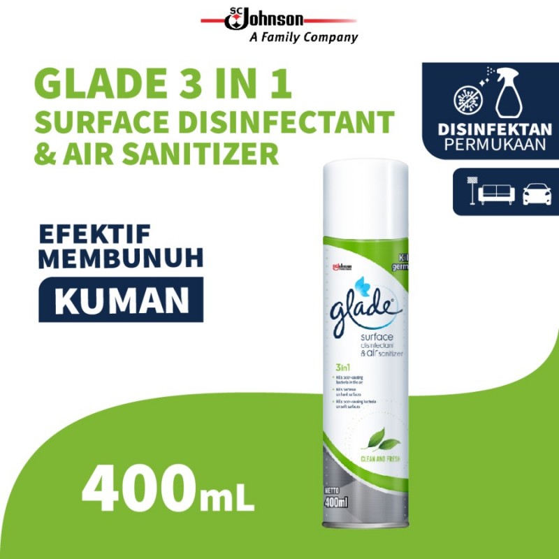 Glade 3 in 1 Surface Disinfectant &amp; Air Sanitizer &amp; Pengharum Ruangan - 400 ml