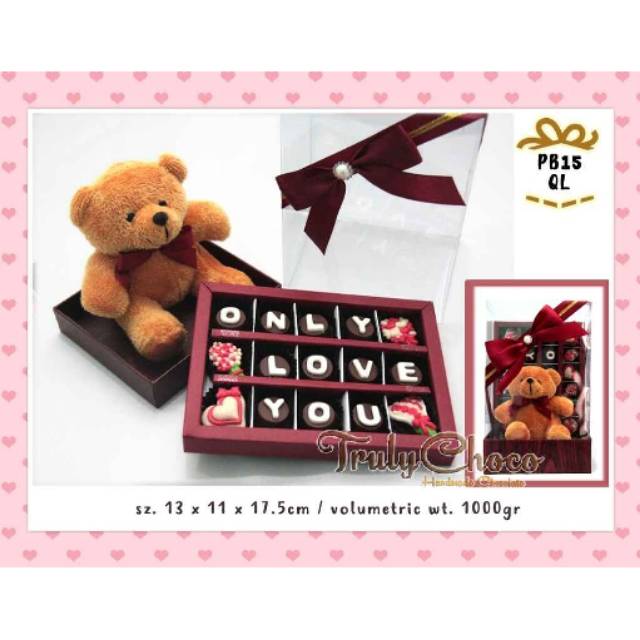 

Hadiah cantik coklat trulychoco special dengan boneka isi 15