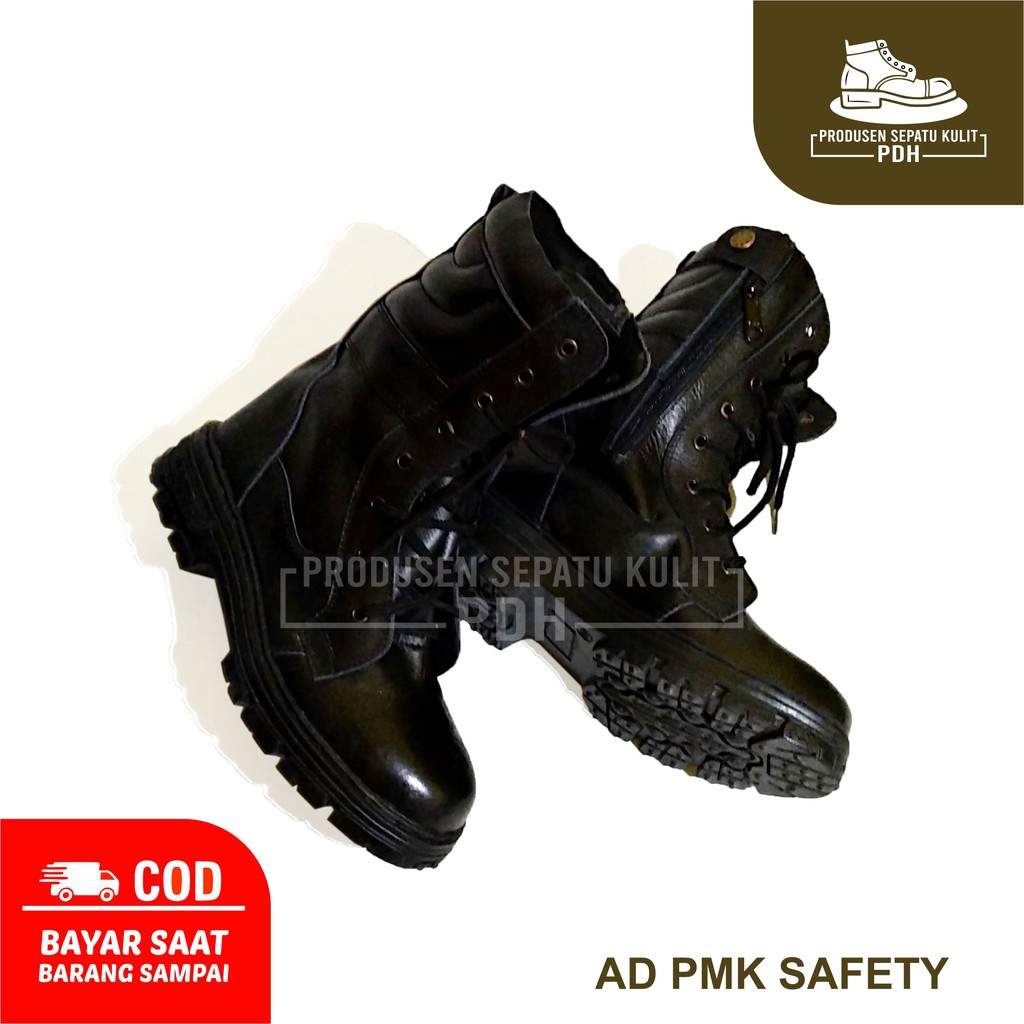 (UK 47 48) SEPATU PDL BIG SIZE/JUMBO PDL SAFETY STANDART TNI/MILITER HITAM - AD_PMK