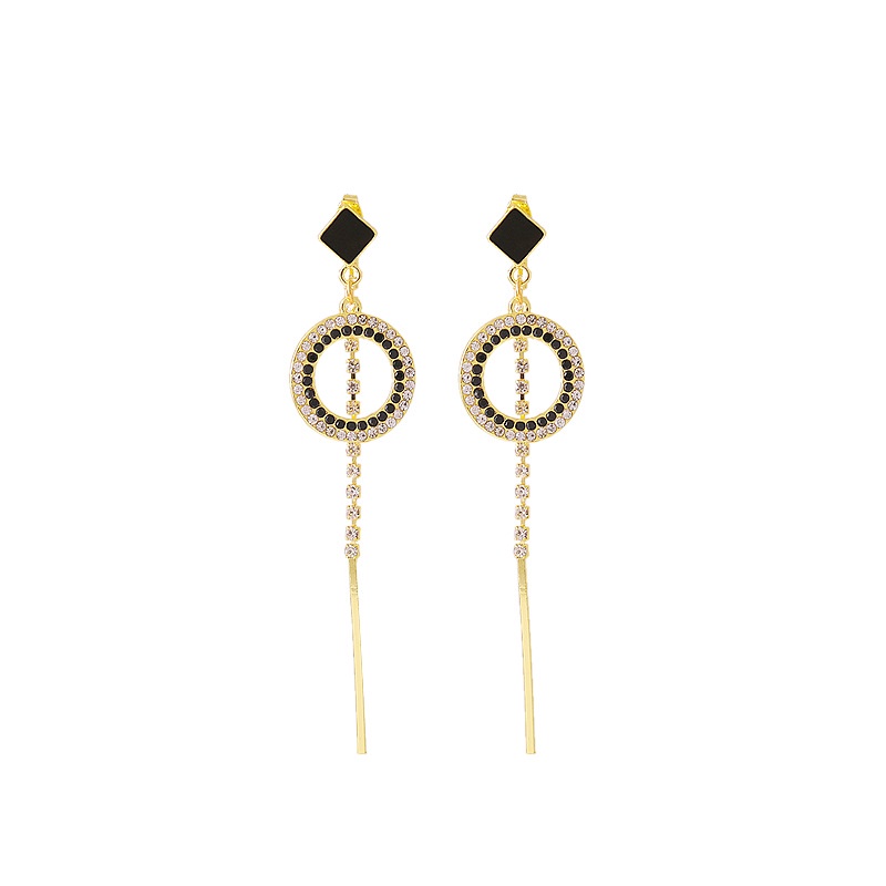 925 jarum perak gaya Korea anting-anting asimetris panjang rumbai anting-anting retro tertanam Berli