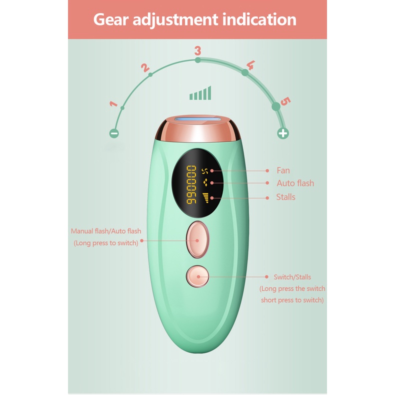 IBONA IPL Laser Epilator Penghilang bulu Permanent Hair Removal 990000 Flash Permanent IPL A Laser Hair Removal Epilator for Women Painless Facial Body Bikini Hair Remover Depilador Machine 45