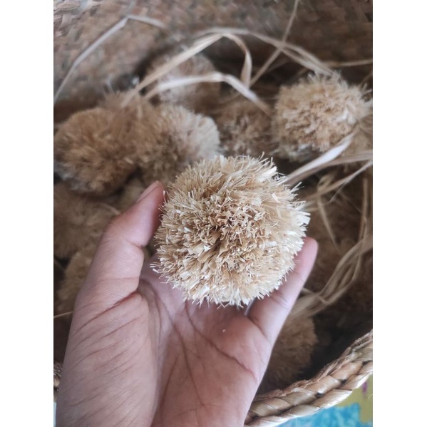 pompom gajih satuan 5cm /  pompom serat alam gajih / pompom sisal