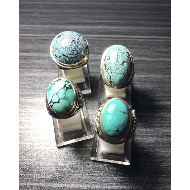 cincin batu pirus turquoise ring perak & germanium high quality akik ring