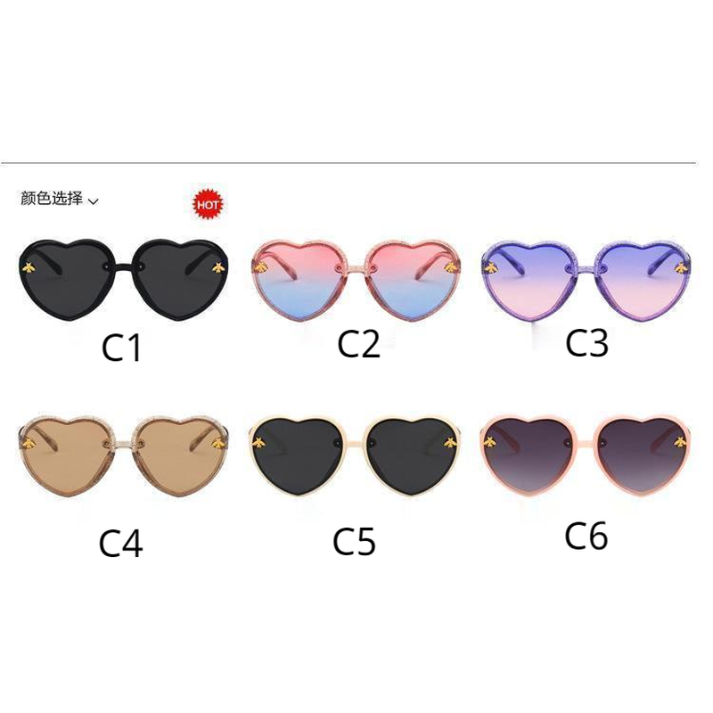 【YUZHU】COD Glitter Cinta Bentuk Bingkai Kartun Bee Sunglasses untuk Anak