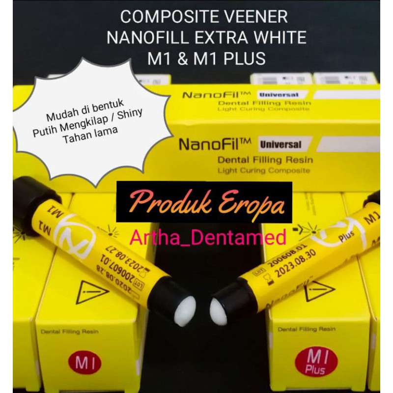 COMPOSITE NANOFiILL M1 &amp; M1+ EW EXTRA WHITE NON RUBY COMPOSITE VEENER DENTAL