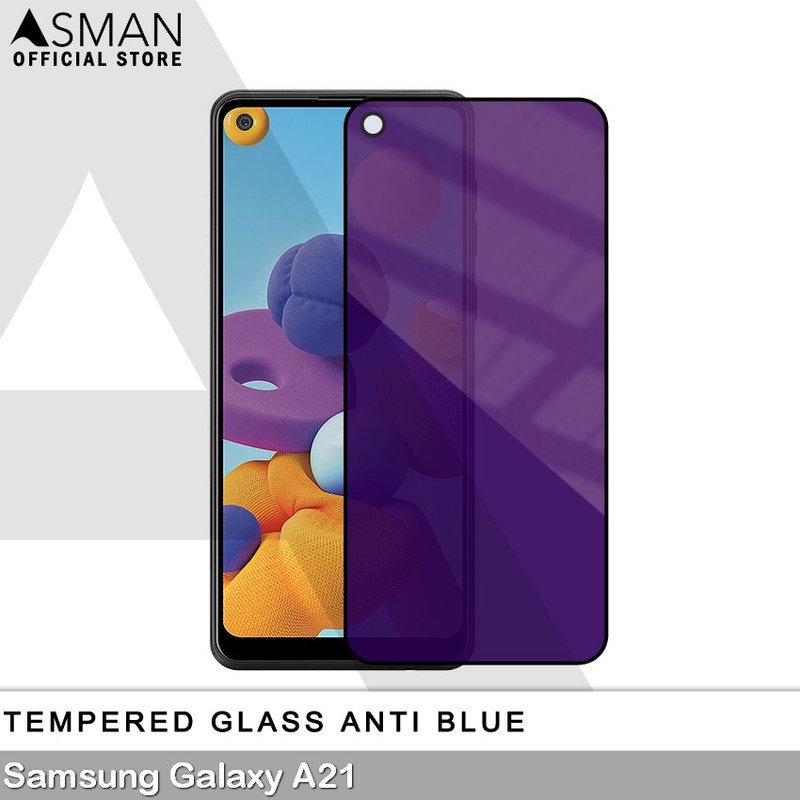 Tempered Glass Blue Light Full Lem Samsung Galaxy A21 Anti Radiasi Screen Protector