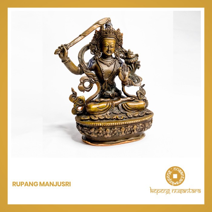 Patung Rupang Arca Buddha Manjusri Boddhisatva Tembaga Original Nepal