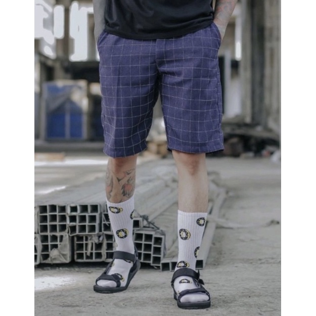 CELANA PENDEK TARTAN PRIA DEWASA RIB KARET