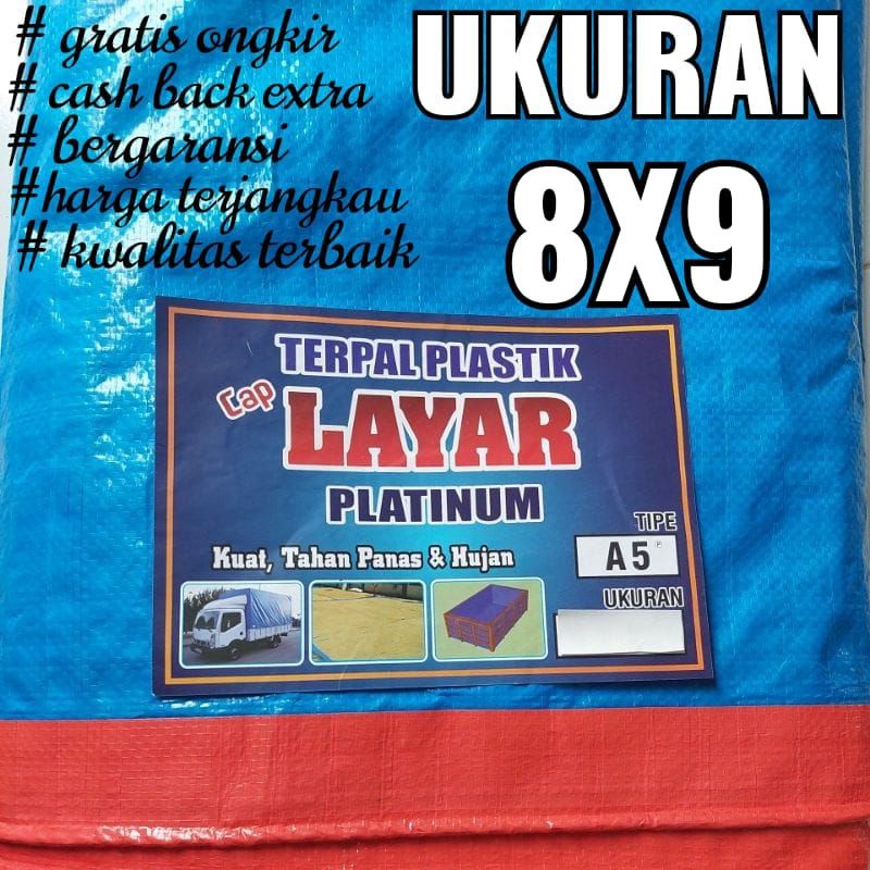 TERPAL PLASTIK A5 UKURAN 8x9 CAP LAYAR