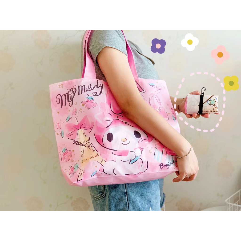 Tas lipat Belanja Serbaguna TL007 Karakter Kitty Sanrio Melody Snoopy Tote Bag Folding