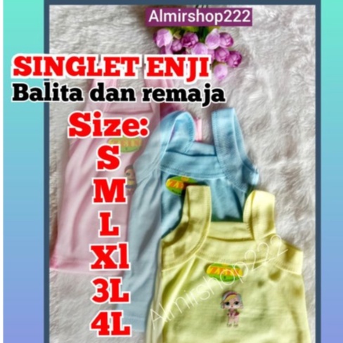 3Pcs Kaos Dalam Sablon ENJI,Balita dan Anak /Singlet Enji Cewek