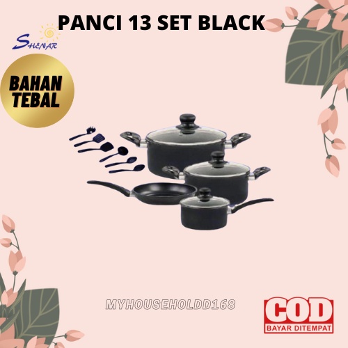 SHENAR! PANCI SET 13PCS - COOKWARE SET MARBLE &amp; SPATULA ANTI KARAT DAN BAHAN TEBAL MYHOUSEHOLDD168