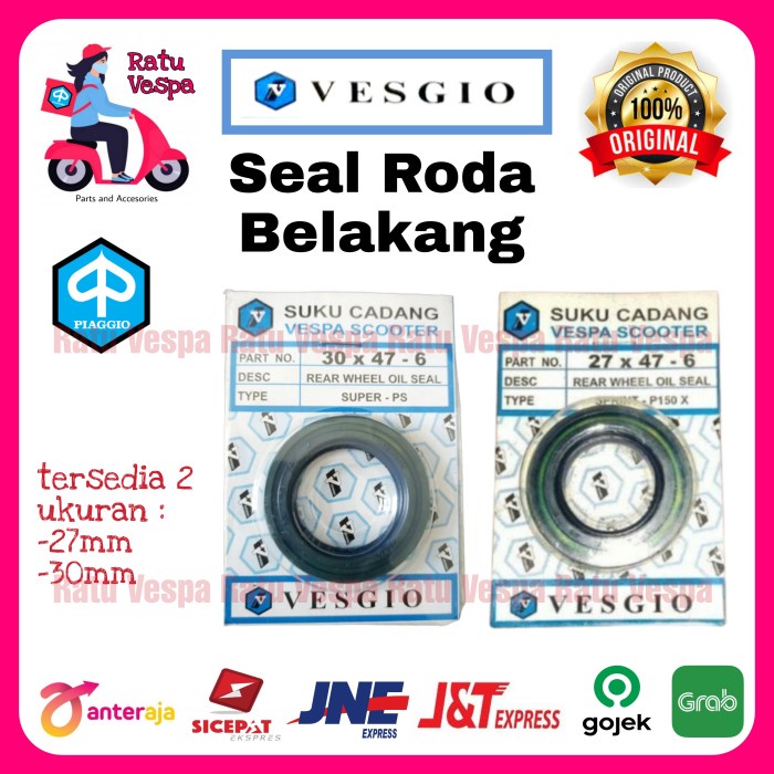 Seal Roda Belakang VESGIO Vespa Super,Sprint,PS,PX,Spartan Excel - 30mm