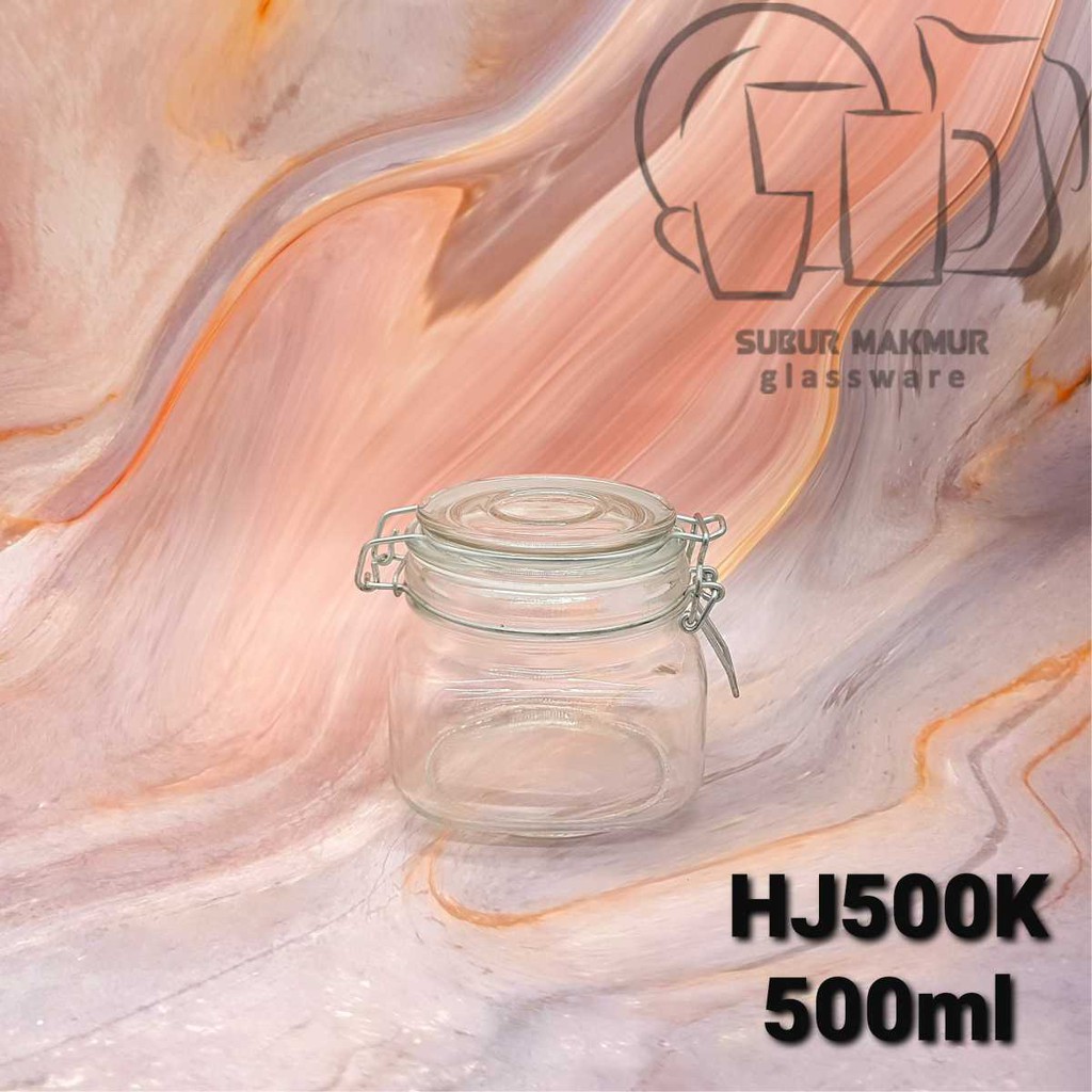 [ 1 Pcs ] Toples Kaca Kedap Udara 500ml Hermatico (HJ500K). Jar Honey / Candy / Spice