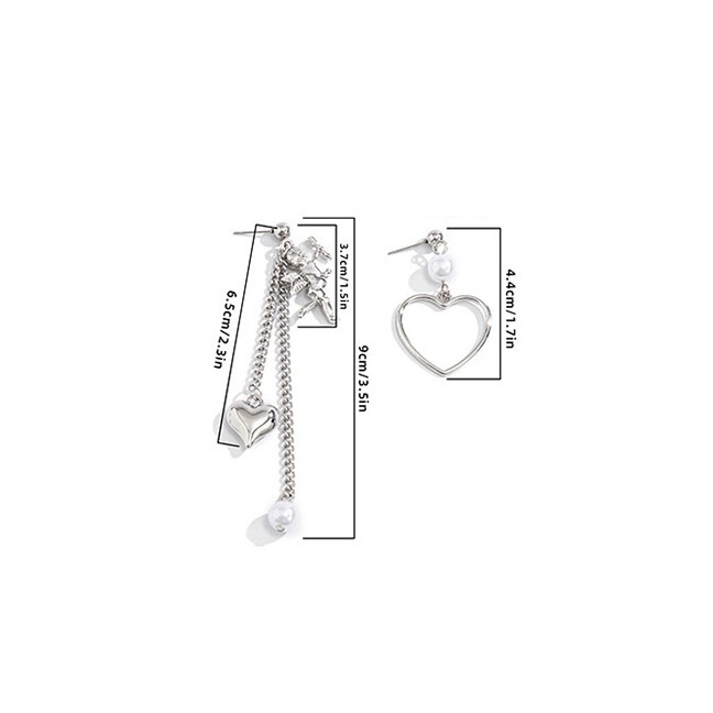 LRC Anting Tusuk Fashion White K Love Asymmetric Little Angel Stud P76763