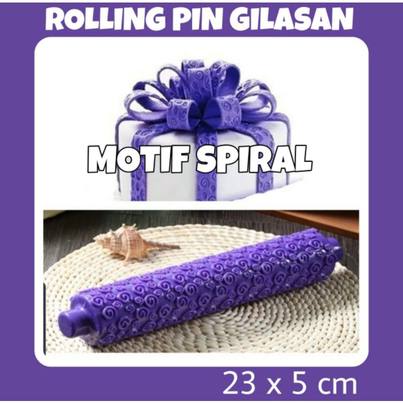 DAPURMAMI Rolling Pin Motif Gilasan Penggilas Adonan Fondan Fondant Cookies Motif Spiral