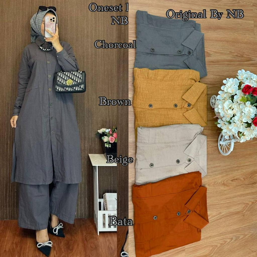 ONESET TUNIK LINEN KANCING