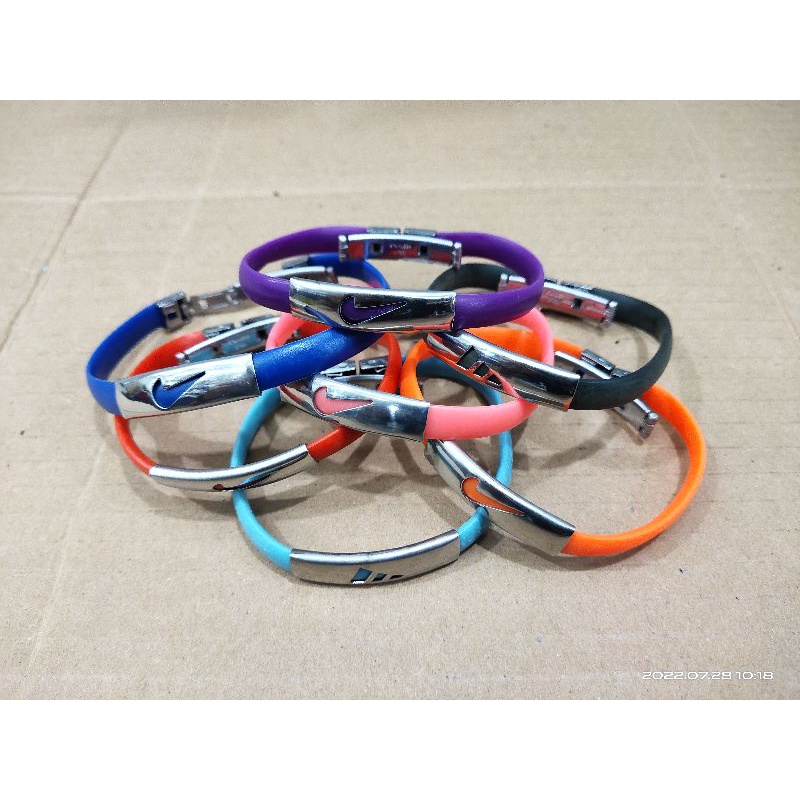 Gelang Karet Besi Stainless steel Nike Adidas lusinan isi 12 pcs