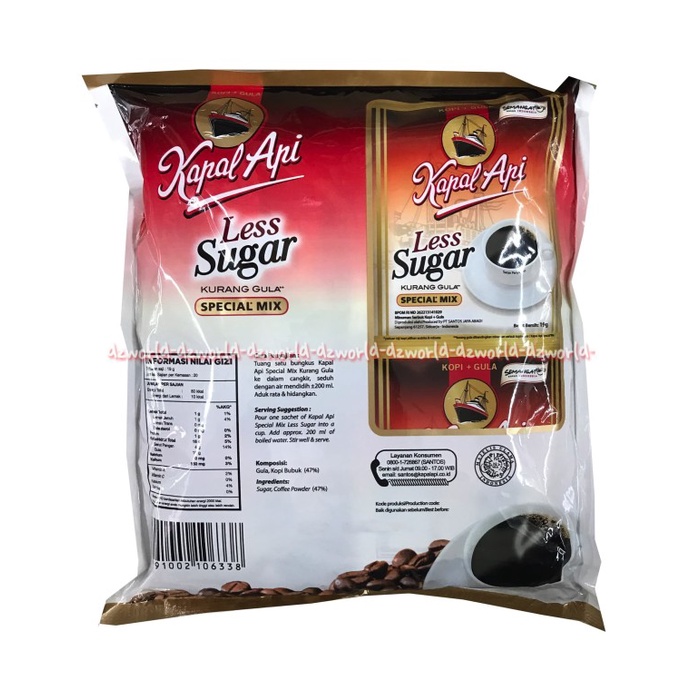 

vf0100f Kapal Api Less Sugar Isi 20 Sachet Kopi Bubuk Special Mix Ds20X11