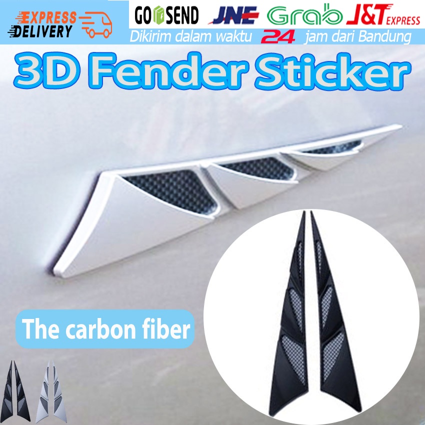 1 Pair 3D Air flow Mobil Kap Mesin Mobil Variasi Ventilasi Udara Car Vent Sticker Universal Stiker M