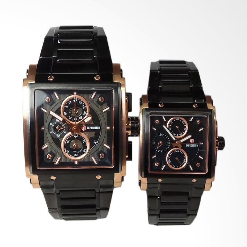 JAM TANGAN EXPEDITION WATCH 6731 COUPLE ROSEGOLD BLACK ORIGINAL