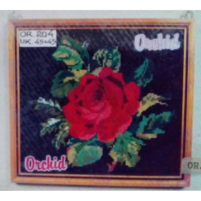 KRUISSTEEK KRISTIK ORCHID MOTIF BUNGA OR 204