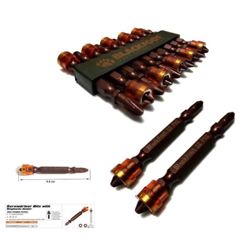BLACKFOOT MATA OBENG ANGIN + MAGNIT // SCREWDRIVER BITS WITH MAGNETIC HOLDER