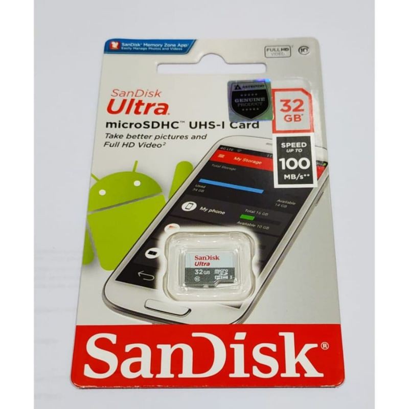 Sandisk Memory 32gb Class 10 Speed 80mbps dan 100mbps Micro Sd (non adaptor)