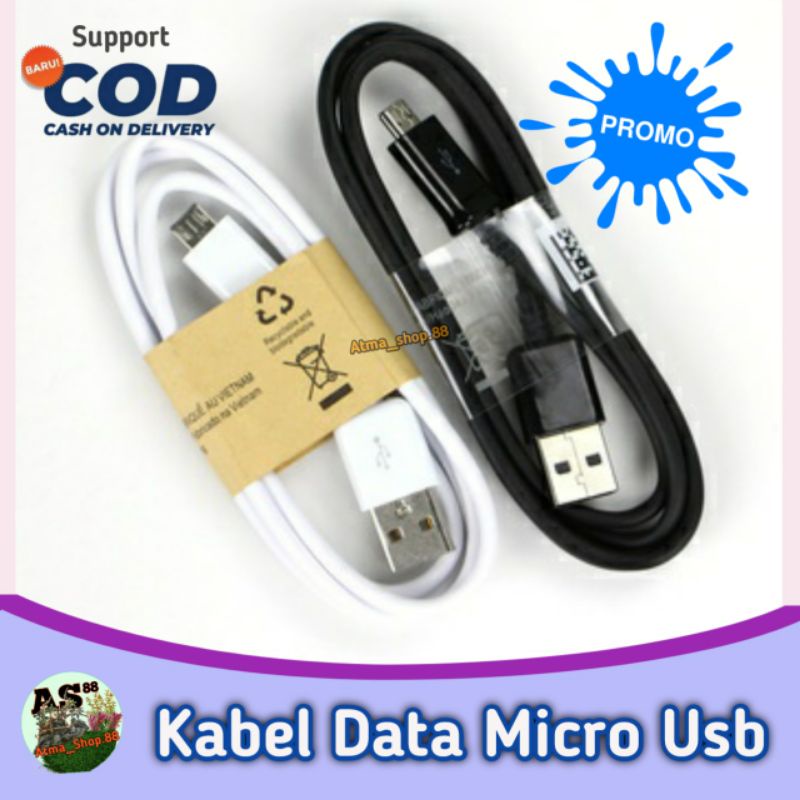 Kabel Data Micro USB Putih Panjang 1 Meter Cable Bulat 1m 100Cm 1A Smartphone Handphone Hp Mikro Semua Merk Samsung Vivo Xiomy Infinix Oppo Promo Cod