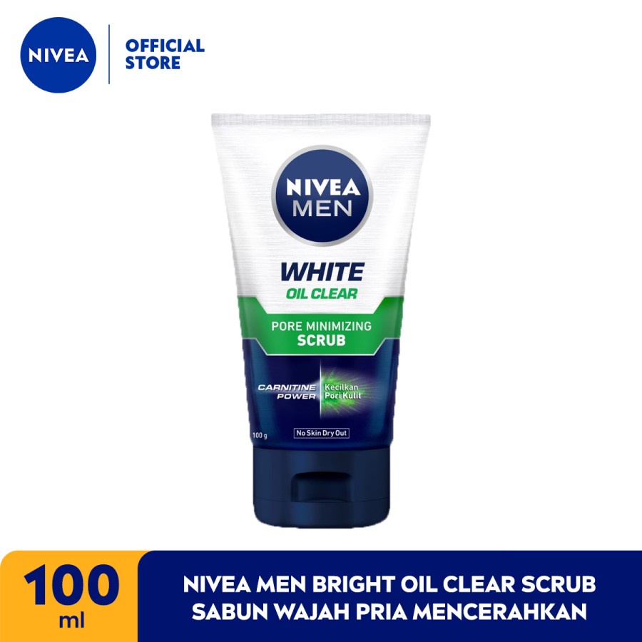 NIVEA MEN Bright Oil Clear Scrub 100ml - Sabun Wajah Pria Mencerahkan