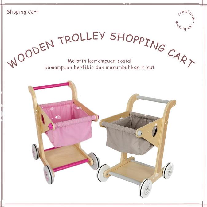 Wooden Toy Trolley - Mainan Anak - Pretend Play Mainan Trolley Anak