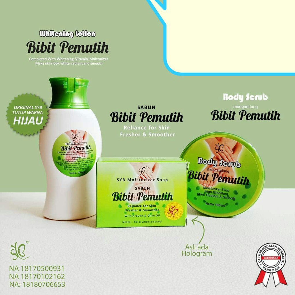 Sabun Bibit Pemutih Batang -  SYB Moisturizer Soap BPOM ORIGINAL