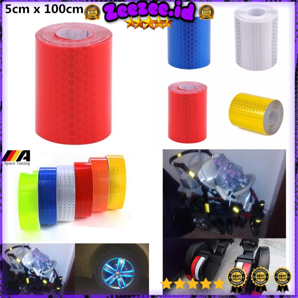 Stiker mobil Reflective Sticker Warning Strip Tape Color Trunk Exterior 5x100cm