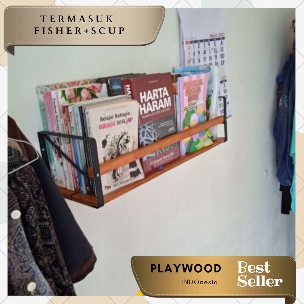 PlayWood - Rak dinding serbaguna buku pajangan figure portable multifungsi retro