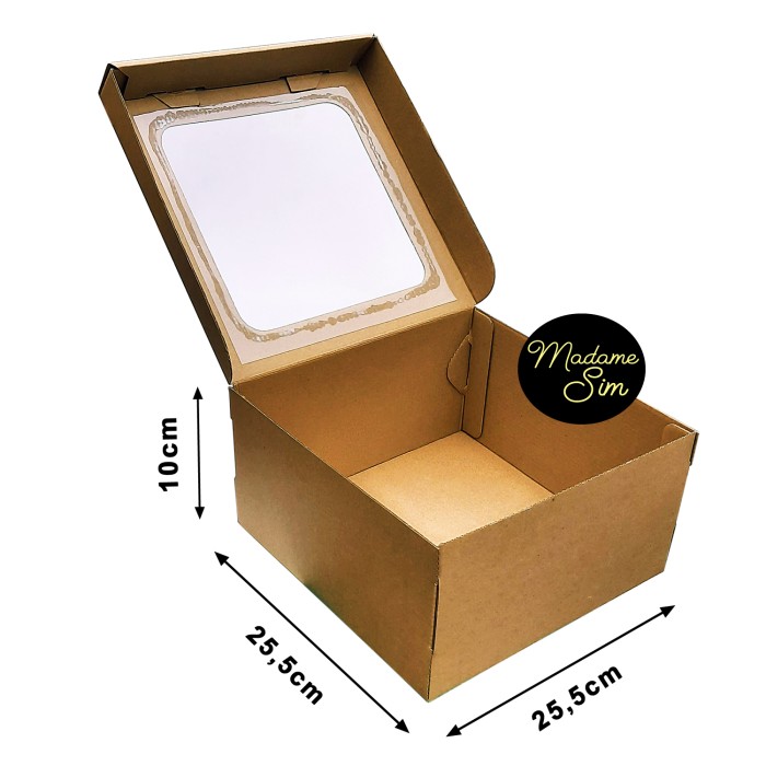 

3Rs5E546 Kotak Kue - Cake Box 25 X 25 X 10 Cm - Coklat + Jendela 56Eyhr6R