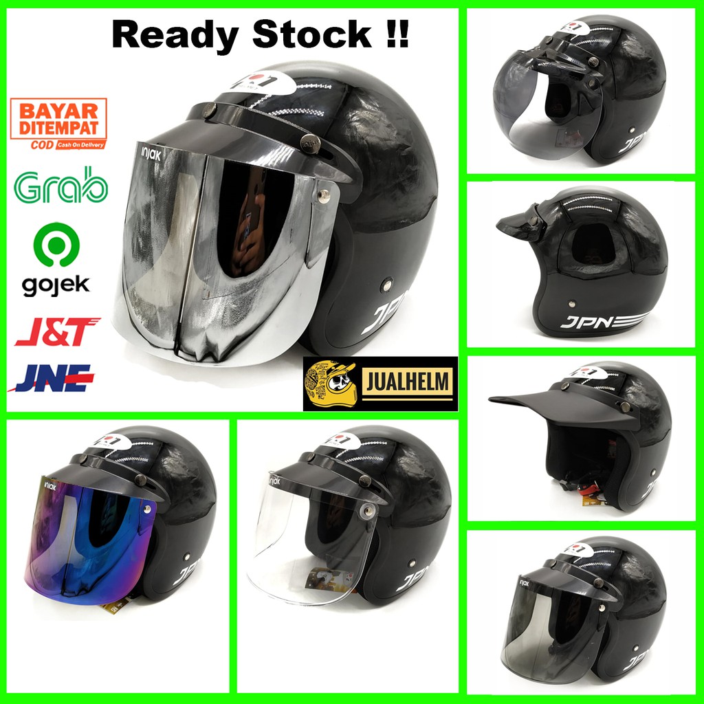 Helm Retro JPN ARC Black / Hitam Glossy