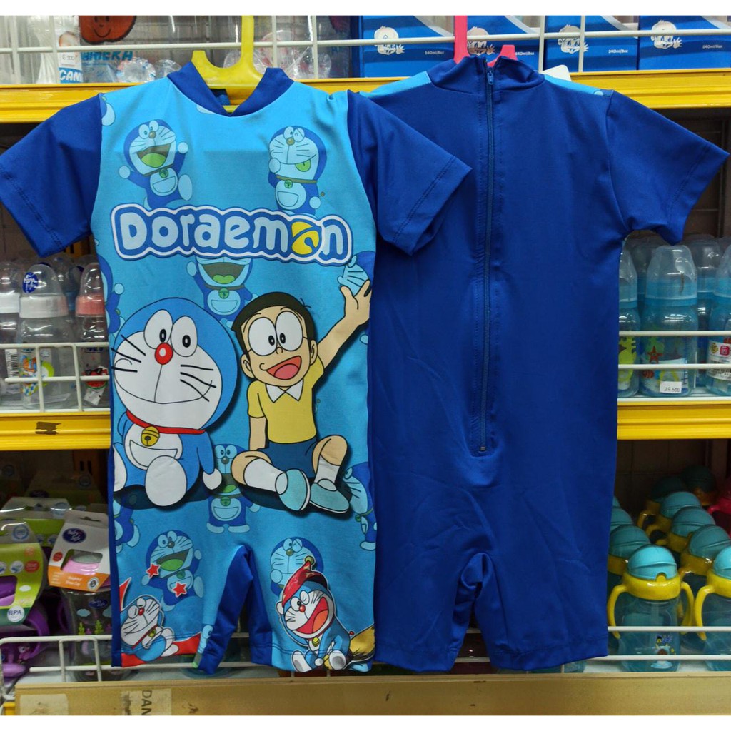 Baju renang Style XXL 3Lanak doraemon baju diving selam anak lengan karakter