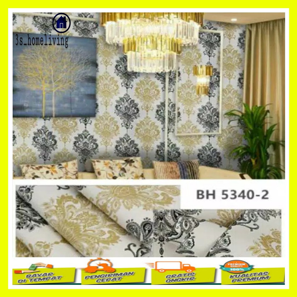Wallpaper Dinding Batik Hitam Gold Wall Stiker Wallpaper Gold