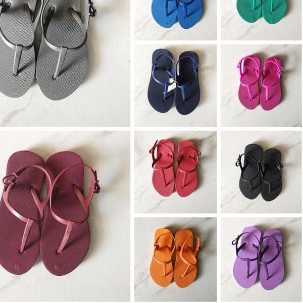 FR-302>> Sandal Jepit Tali Biru Wanita Fipper Strappy Boloni Pataya Murah - 36