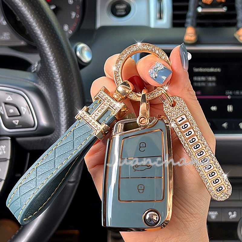 Case Kunci remote Mobil Bahan TPU Untuk Volkswagen Lavida Super Teng Ma Teng Jetta Passat Santana Lingdu Transit Perai Golf 7 MK7 Tiguan MK2TPU