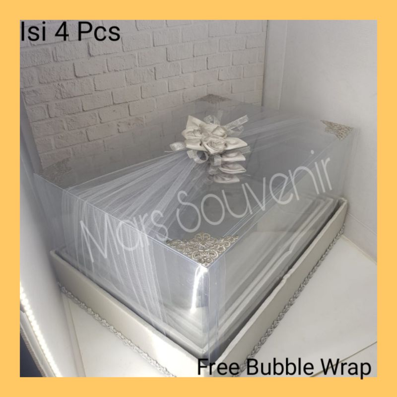 

Box Hantaran Seserahan Mika Tile Silver 1 Set Isi 4 Box -