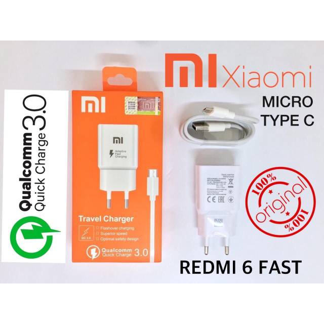 TC Charger Xiaomi/Redmi 6 Fast Charging ORIGINAL MIKRO