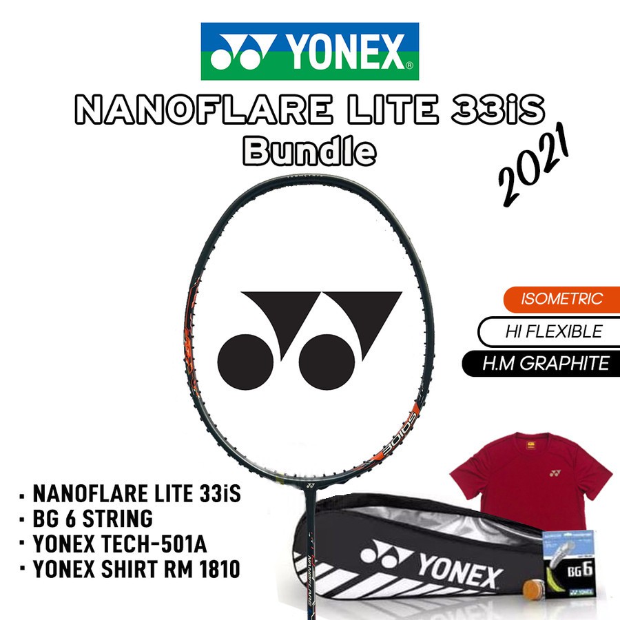 Raket Badminton YONEX NEW NANOFLARE LITE 33is full set + BG 6 Komplit Original