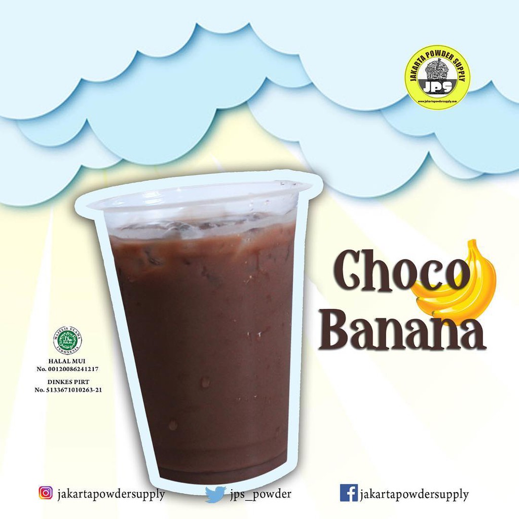 

Bubuk Minuman/Powder Drink/Bubble Drink Rasa Coklat Pisang/Choco Banana Mix Powder Instan Gula