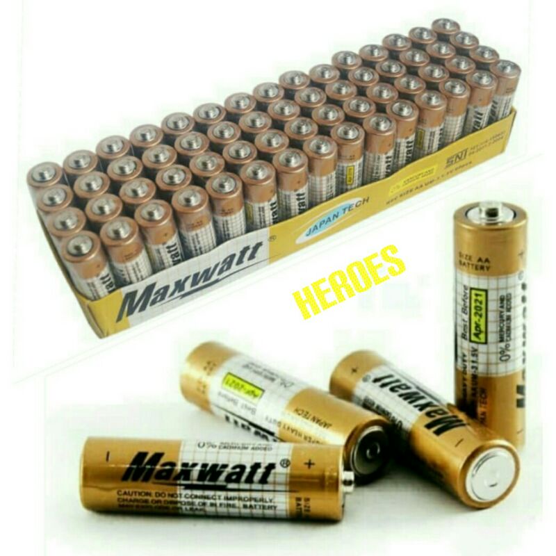 BATTERY BATERAI MAXWATT GOLD SIZE AA-BATRE A2 MAXWATT 1box isi 60pcs