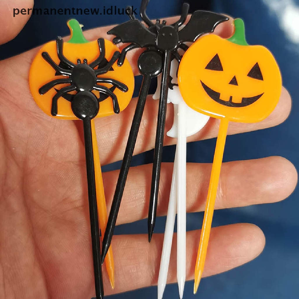 10pcs / set Tusuk Gigi Desain Kartun Halloween Untuk Anak